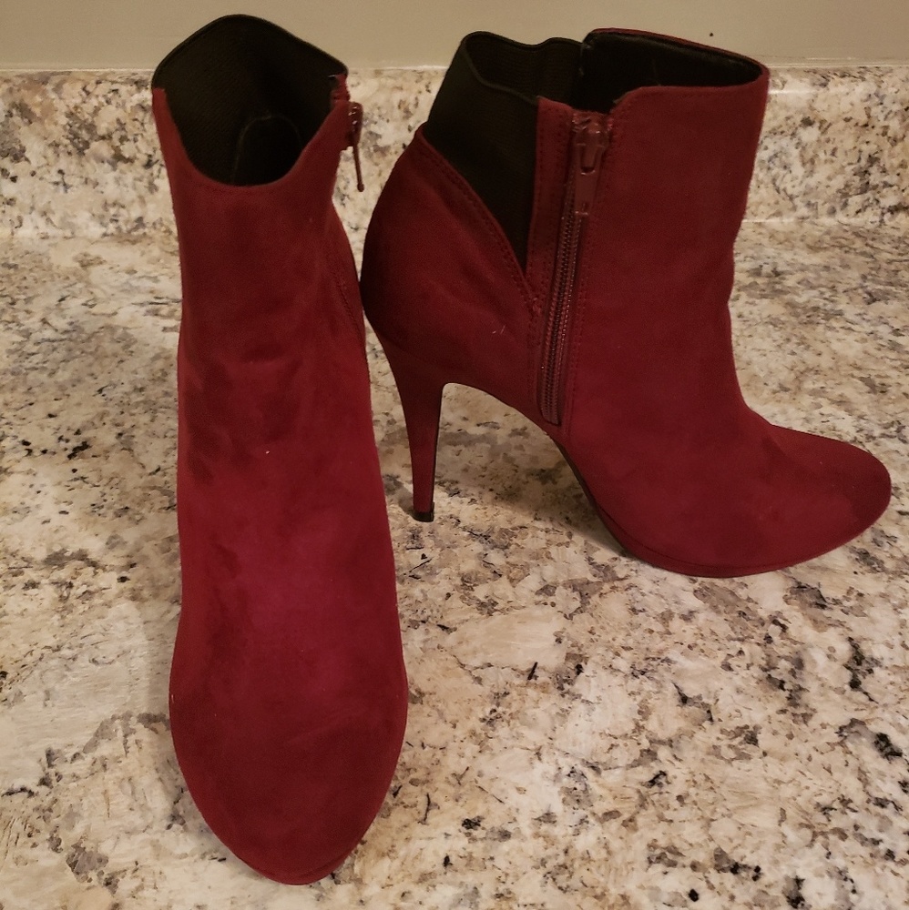 Thalia Sodi Briea Burgandy Ankle Boots - Picture 1 of 4